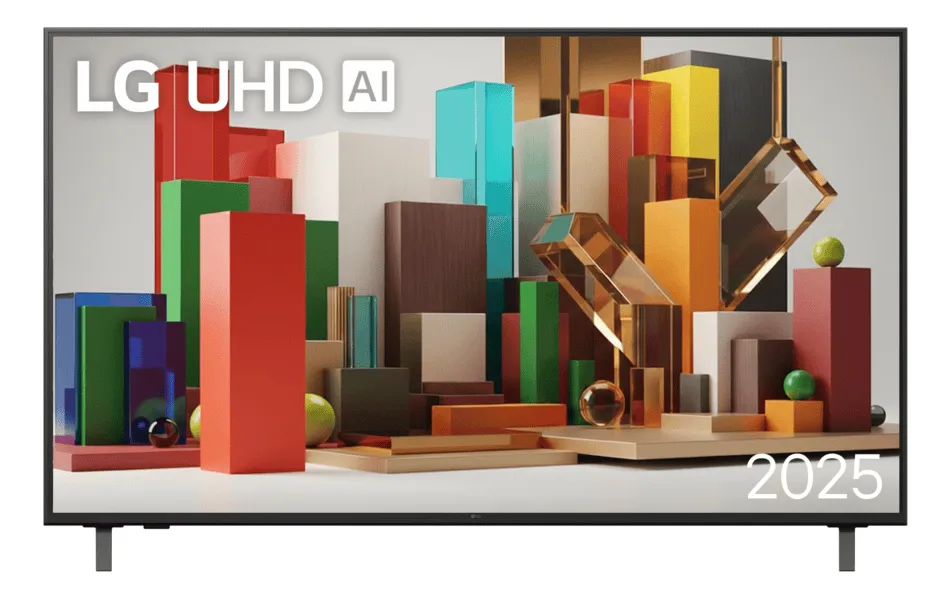 Comparação visual entre Samsung U8600F, LG AU801 e Philips 50PUG7019, três TVs 4K de 50 polegadas lado a lado em fundo branco