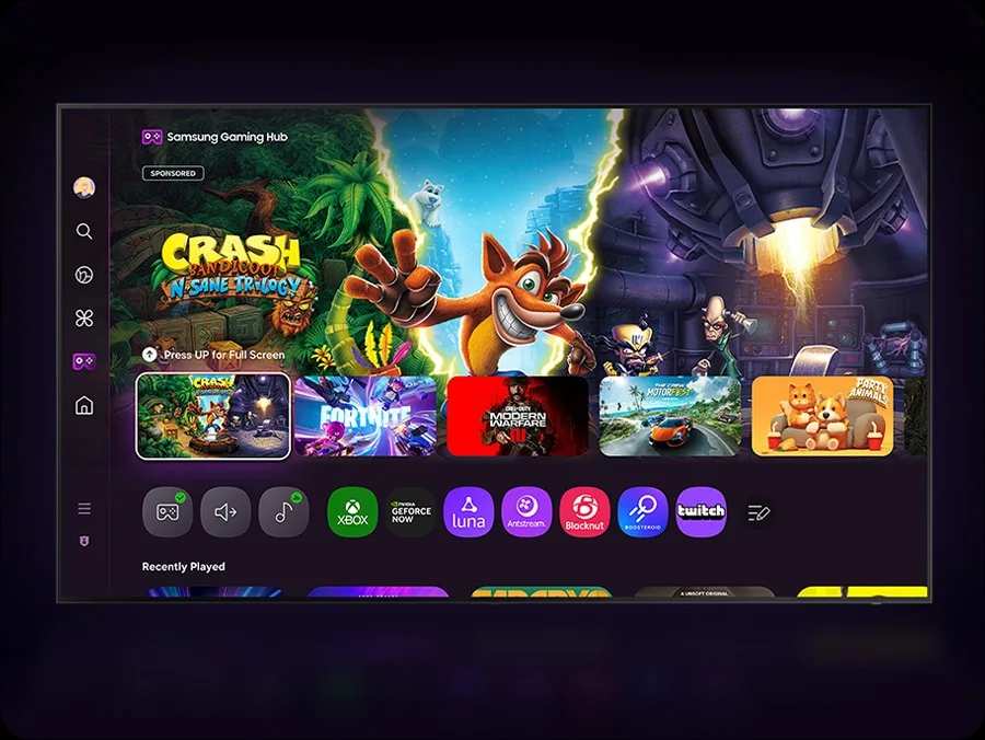 Samsung S90F em cena de jogo a 144 Hz