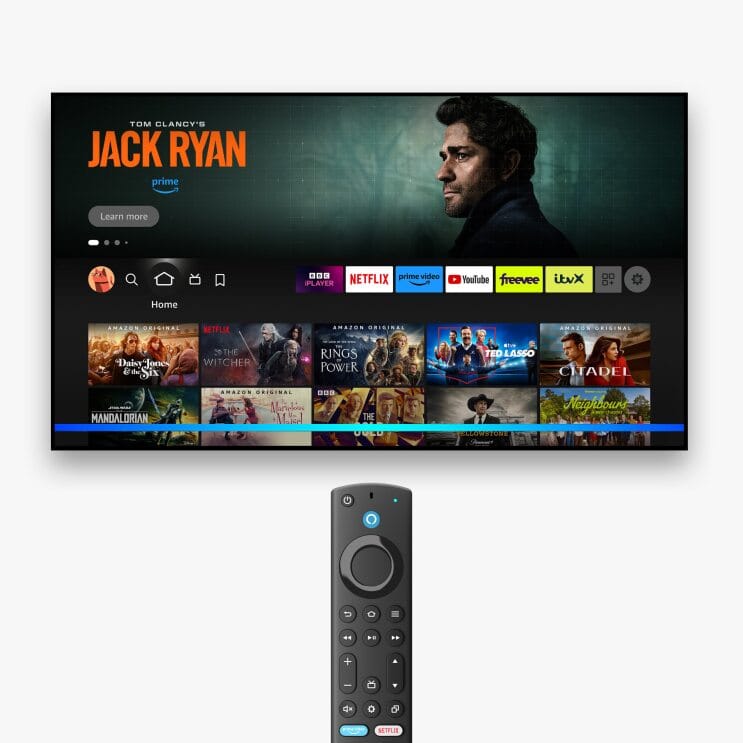 Interface Fire TV Stick 4K tela inicial Prime Video