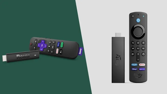 Comparativo entre os controles e aparelhos Roku Streaming Stick 4K e Amazon Fire TV Stick 4K lado a lado