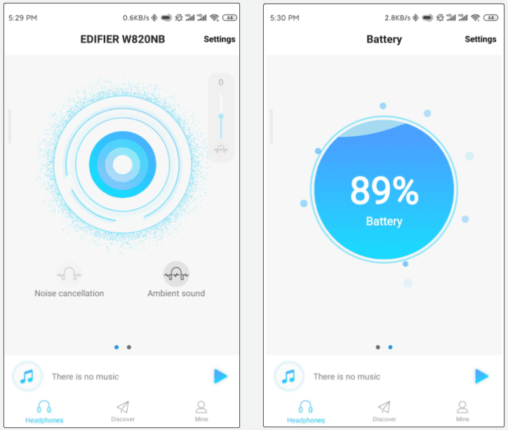 App Edifier Connect com equalizador de 10 bandas do W820NB