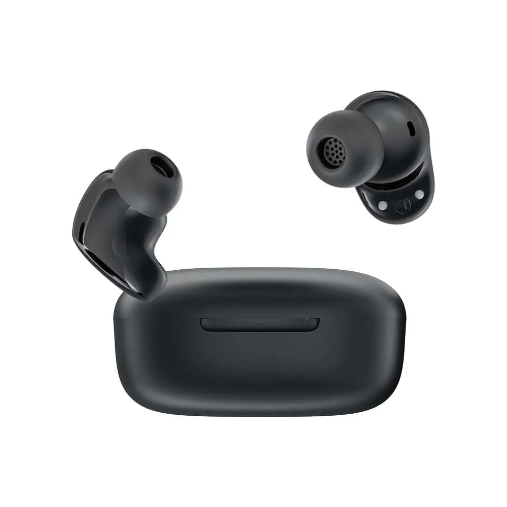Redmi Buds 6 Play na cor preta com detalhe da grelha do driver dinâmico de 10mm na haste do earbud