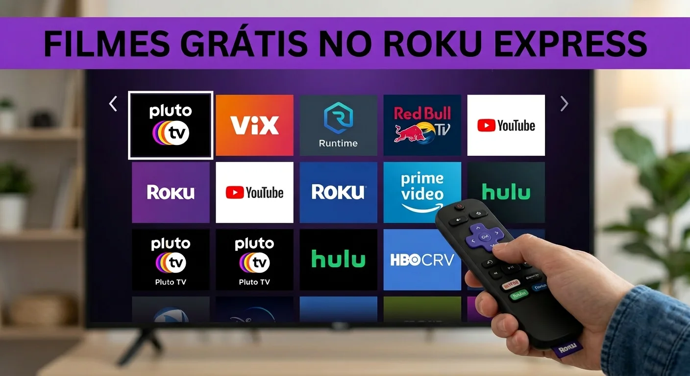 Canais gratuitos disponíveis no Roku como Pluto TV e Plex sem precisar de assinatura