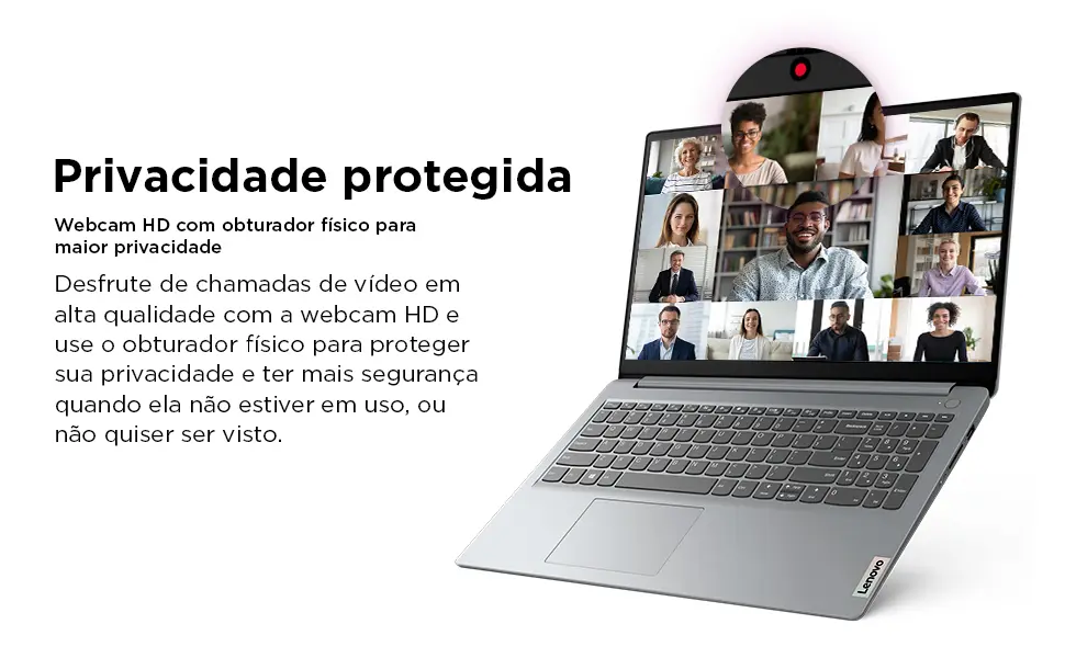 Lenovo IdeaPad 1 câmera HD privacidade obturador físico