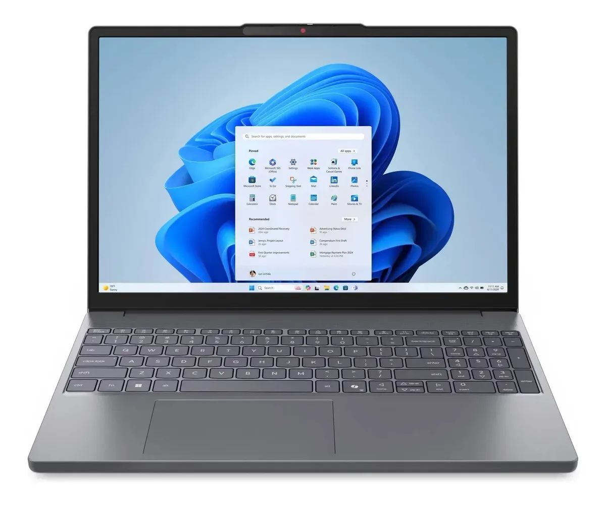 Lenovo IdeaPad Slim 3 15IRU10 vista frontal aberta tela 16:10 design fino portátil