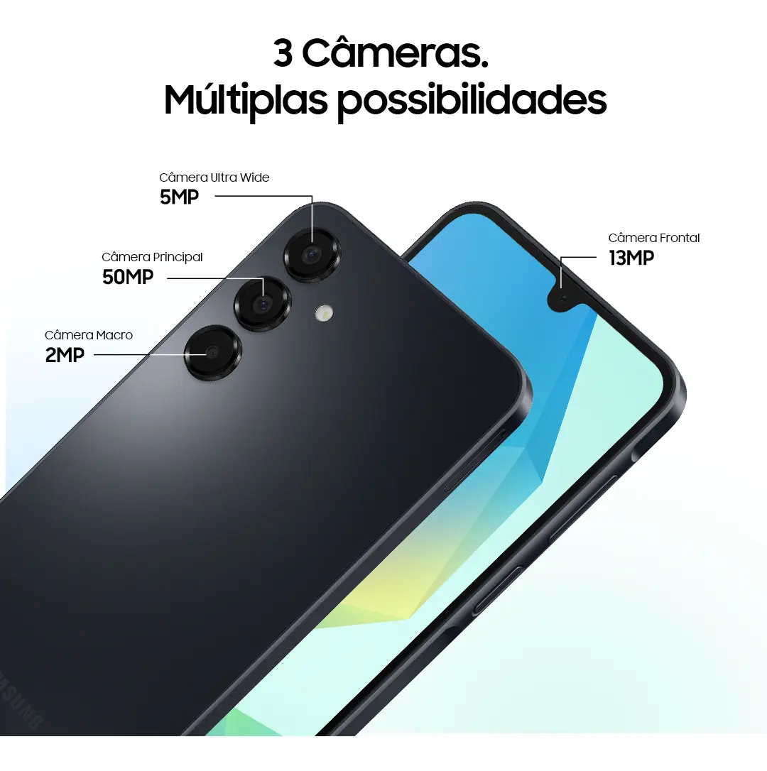 Samsung Galaxy A16 Vale a Pena em 2026? Review Completo 7 Sistema de câmeras traseiras de 50MP do Samsung Galaxy A16 capturando fotos nítidas