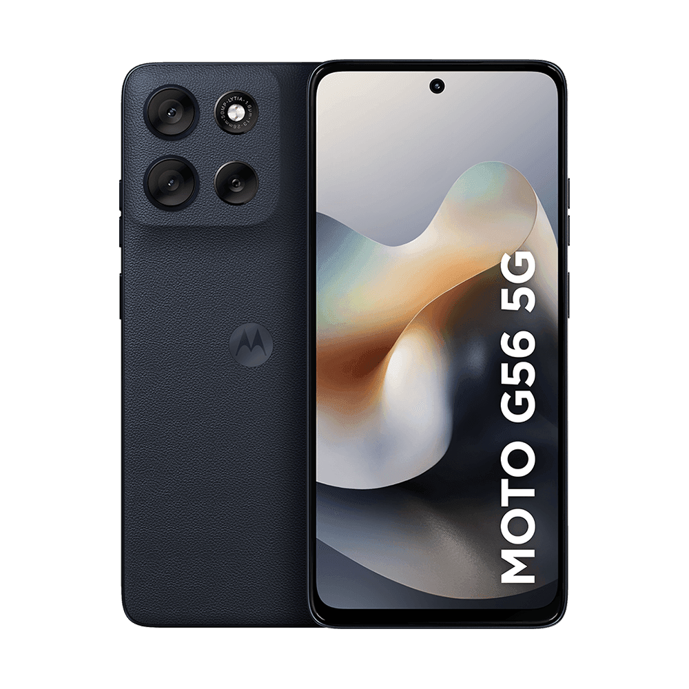 Moto G56 5G review completo 2026 mostrando design traseiro, câmera Sony Lytia 600 e tela IPS 120Hz na cor Grafite