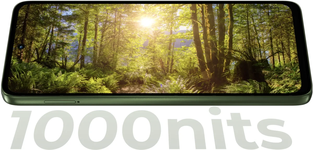 Moto G56 5G marketing oficial destacando recurso de superbrilho e imersão da tela Full HD+