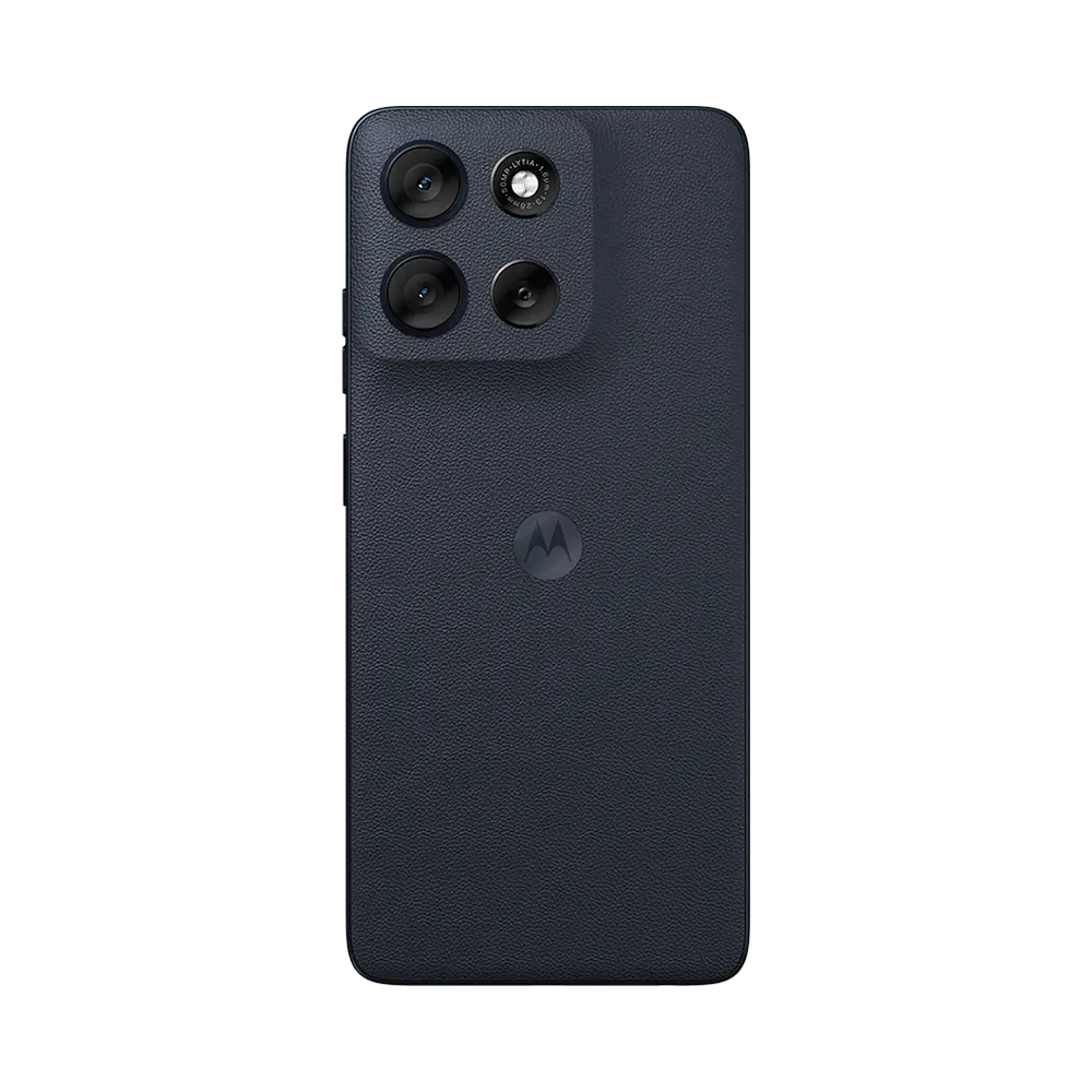Moto G56 5G módulo de câmera traseira destacando sensor Sony Lytia 600 de 50MP com estabilização óptica OIS