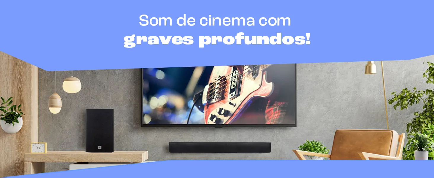 JBL Cinema SB180 com subwoofer wireless de 6,5 polegadas em sala de estar