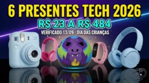 6 presentes tech Dia das Crianças 2026: R$ 23 a R$ 505