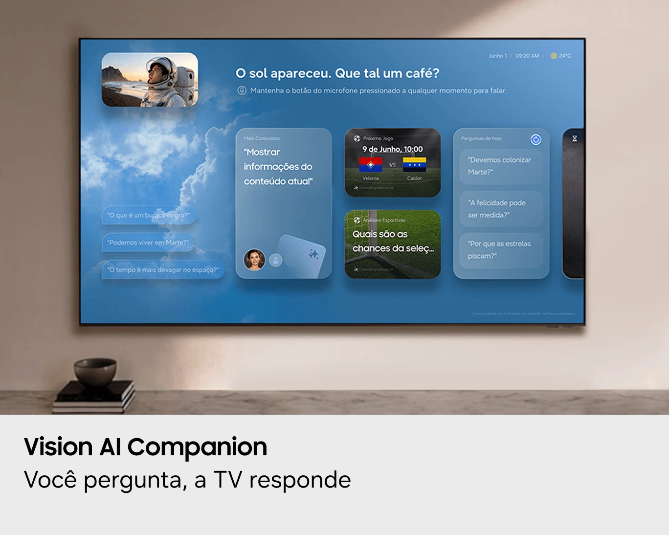 Interface do Vision AI Companion mostrando pergunta conversacional na tela da Samsung M75H 2026